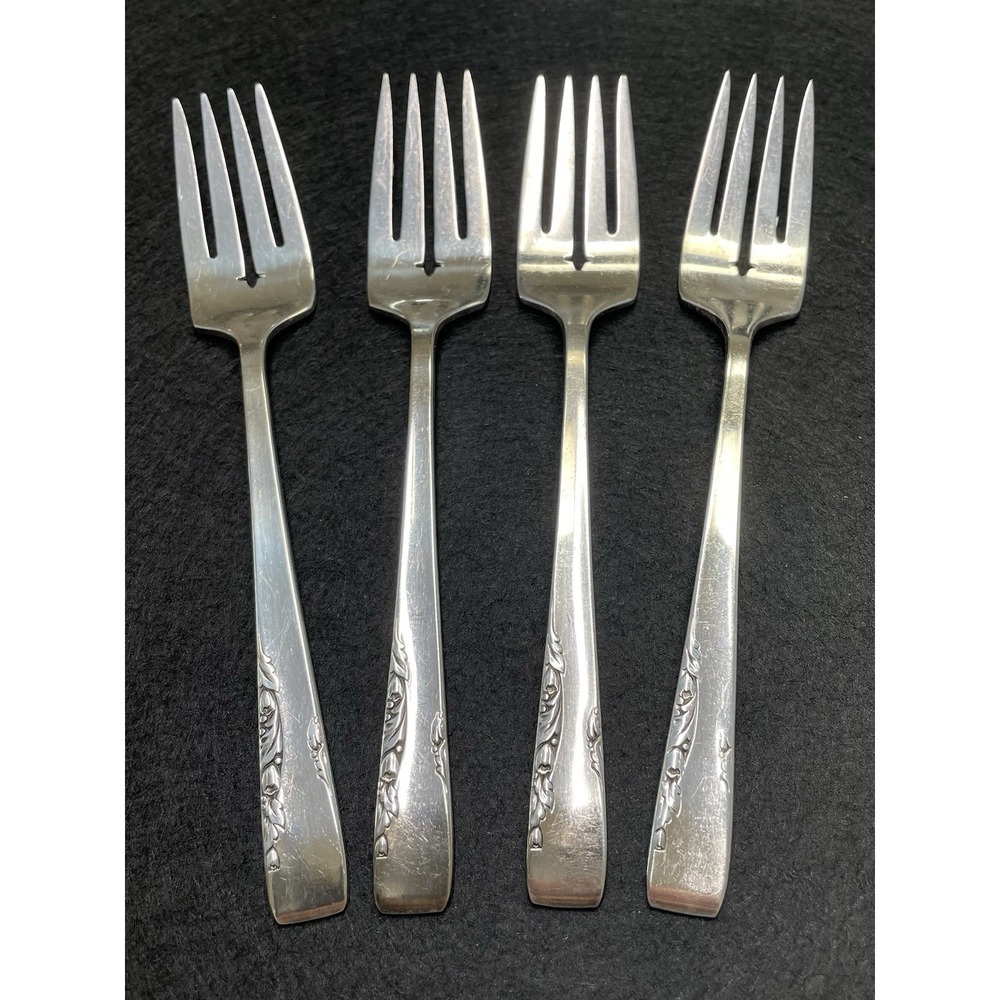 Vintage 1960s Rogers Oneida Proposal 1881 Silverplated Salad Dessert Forks Set 4